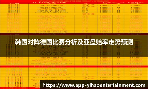 韩国对阵德国比赛分析及亚盘赔率走势预测